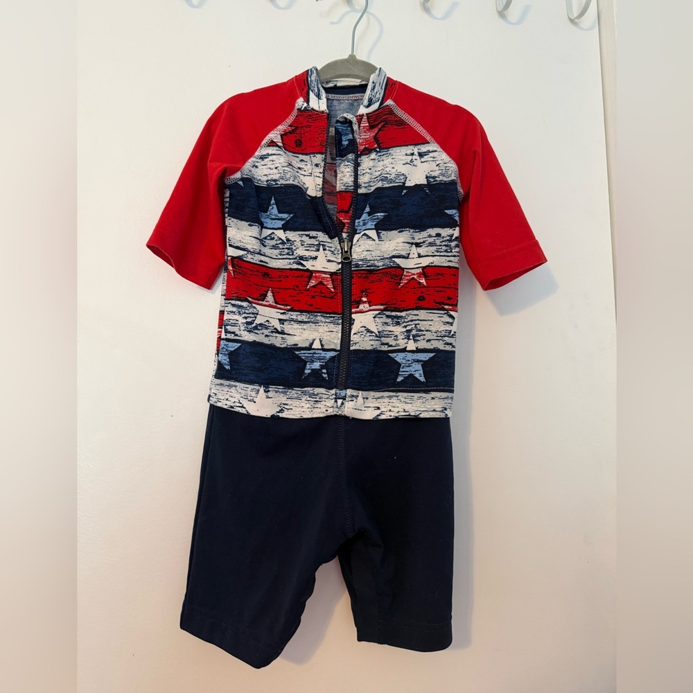 Columbia Kids Red and Blue Star Rashguard